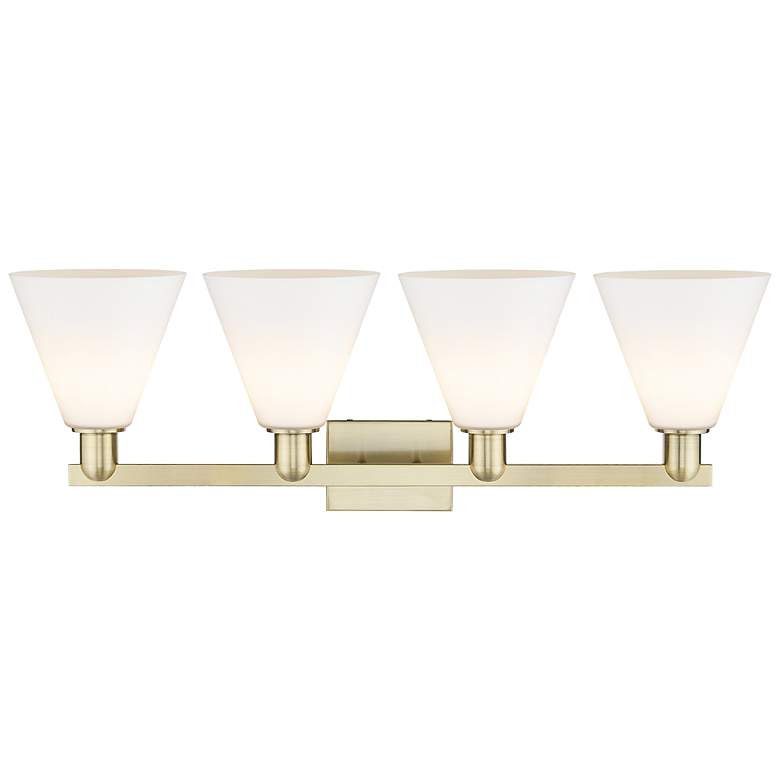 Image 2 Berkshire Glass 12"H 4-Light Brass Vanity Light w/ Matte White Shade more views