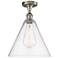 Berkshire Glass 12" Semi-Flush Mount - Brushed Satin Nickel - Seedy Sh