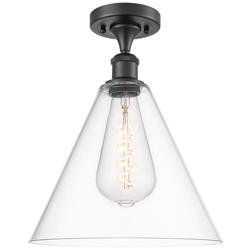 Berkshire Glass 12" Semi-Flush Mount - Matte Black - Clear Shade