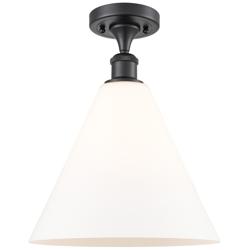 Berkshire Glass 12" Semi-Flush Mount - Matte Black - Matte White Shade
