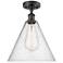 Berkshire Glass 12" Semi-Flush Mount - Matte Black - Seedy Shade