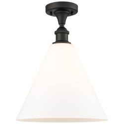 Berkshire Glass 12" Semi-Flush Mount - Oil Rubbed Bronze - Matte White