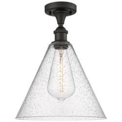 Berkshire Glass 12" Semi-Flush Mount - Oil Rubbed Bronze - Seedy Shade