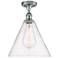 Berkshire Glass 12" Semi-Flush Mount - Polished Chrome - Clear Shade