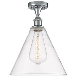 Berkshire Glass 12" Semi-Flush Mount - Polished Chrome - Clear Shade