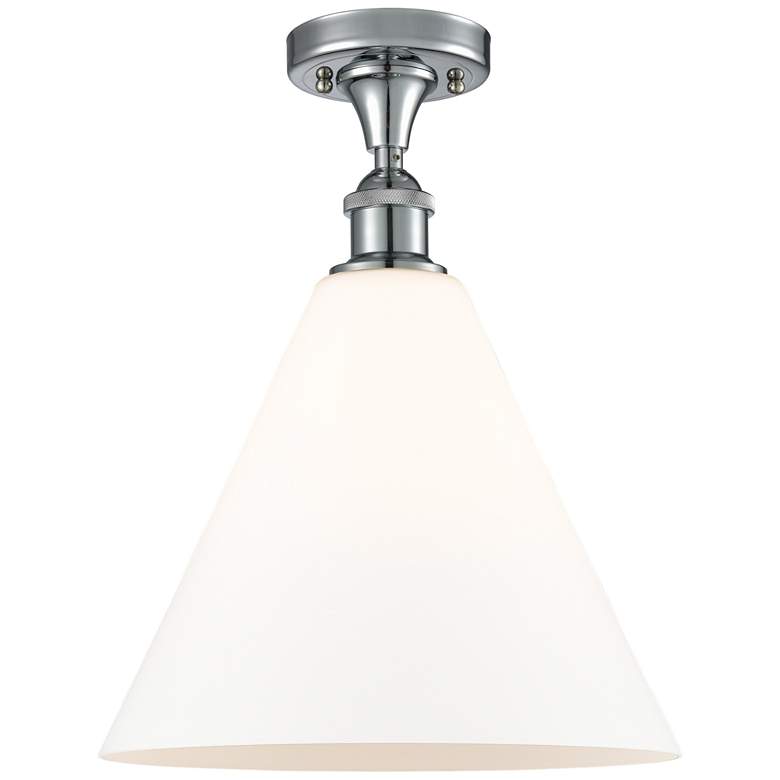 Image 1 Berkshire Glass 12" Semi-Flush Mount - Polished Chrome - Matte White S