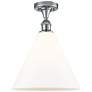 Berkshire Glass 12" Semi-Flush Mount - Polished Chrome - Matte White S