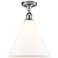 Berkshire Glass 12" Semi-Flush Mount - Polished Chrome - Matte White S
