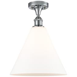 Berkshire Glass 12" Semi-Flush Mount - Polished Chrome - Matte White S