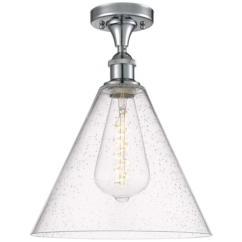 Image 1 Berkshire Glass 12" Semi-Flush Mount - Polished Chrome - Seedy Shade