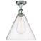 Berkshire Glass 12" Semi-Flush Mount - Polished Chrome - Seedy Shade