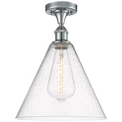 Berkshire Glass 12" Semi-Flush Mount - Polished Chrome - Seedy Shade