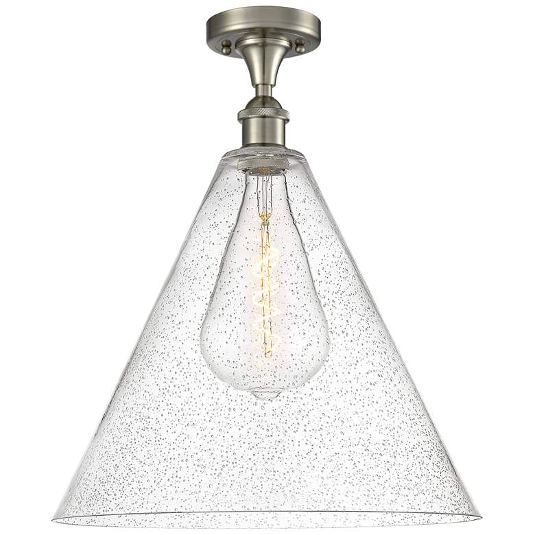 Image 1 Berkshire Glass 16" Semi-Flush Mount - Brushed Satin Nickel - Seedy