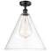 Berkshire Glass 16" Semi-Flush Mount - Matte Black - Clear Shade