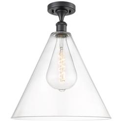 Berkshire Glass 16" Semi-Flush Mount - Matte Black - Clear Shade