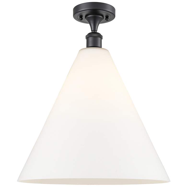 Image 1 Berkshire Glass 16" Semi-Flush Mount - Matte Black - Matte White Shade