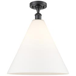 Berkshire Glass 16" Semi-Flush Mount - Matte Black - Matte White Shade