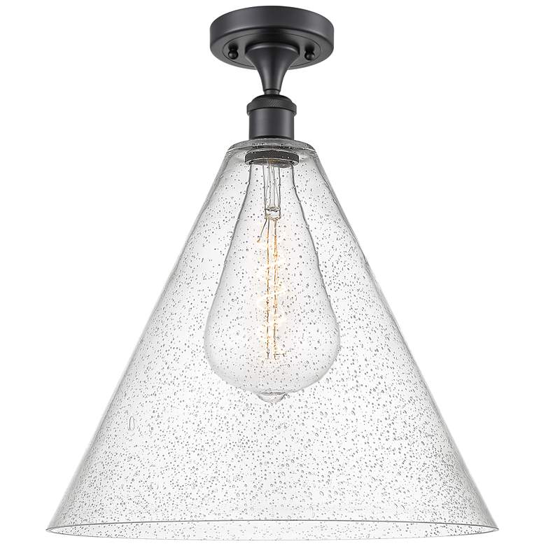 Image 1 Berkshire Glass 16" Semi-Flush Mount - Matte Black - Seedy Shade