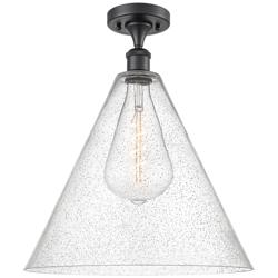 Berkshire Glass 16" Semi-Flush Mount - Matte Black - Seedy Shade