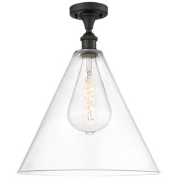 Berkshire Glass 16" Semi-Flush Mount - Oil Rubbed Bronze - Clear Shade