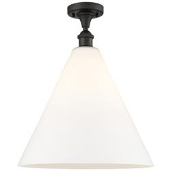 Berkshire Glass 16" Semi-Flush Mount - Oil Rubbed Bronze - Matte White