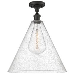 Berkshire Glass 16" Semi-Flush Mount - Oil Rubbed Bronze - Seedy Shade