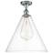 Berkshire Glass 16" Semi-Flush Mount - Polished Chrome - Clear Shade