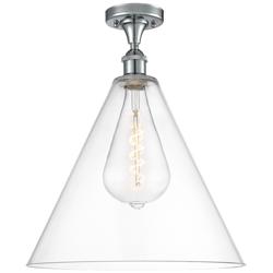 Berkshire Glass 16" Semi-Flush Mount - Polished Chrome - Clear Shade