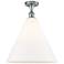 Berkshire Glass 16" Semi-Flush Mount - Polished Chrome - Matte White