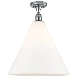 Berkshire Glass 16" Semi-Flush Mount - Polished Chrome - Matte White