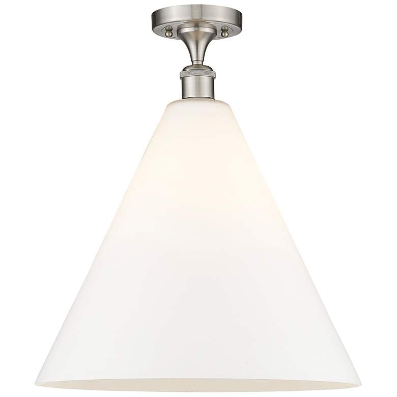 Image 1 Berkshire Glass 16" Semi-Flush Mount - Satin Nickel - Matte White
