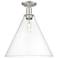 Berkshire Glass 16"W Brushed Satin Nickel Semi-Flush Mount w/ Clear Shade
