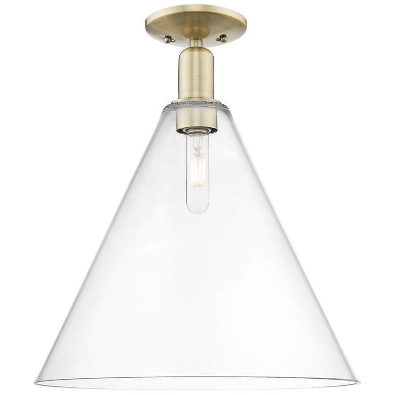Image 1 Berkshire Glass 16" Wide Antique Brass Semi-Flush Mount w/ Clear Shade