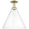 Berkshire Glass 16" Wide Antique Brass Semi-Flush Mount w/ Clear Shade