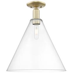 Berkshire Glass 16" Wide Antique Brass Semi-Flush Mount w/ Clear Shade