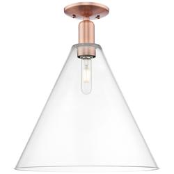 Berkshire Glass 16" Wide Antique Copper Semi-Flush Mount w/ Clear Shade