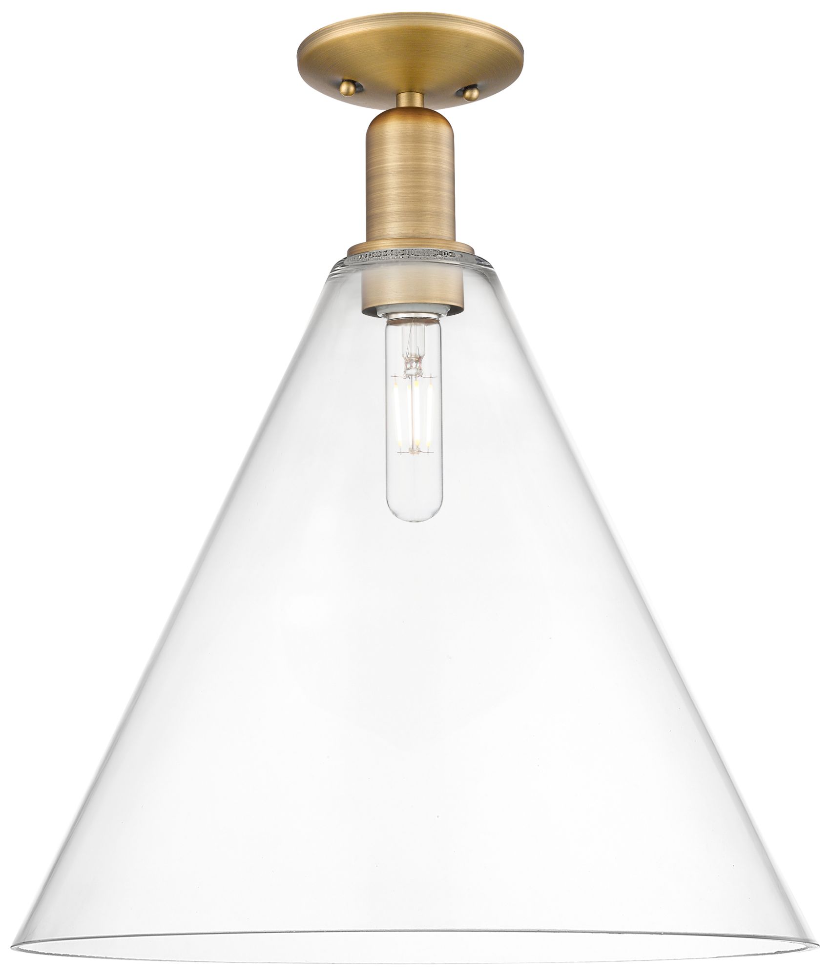 Berkshire Glass 16" Wide Brushed Brass Semi-Flush Mount w/ Clear Shade