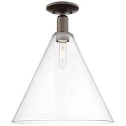 Berkshire Glass 16" Wide Oil Rubbed Bronze Semi-Flush Mount w/ Clear Shade