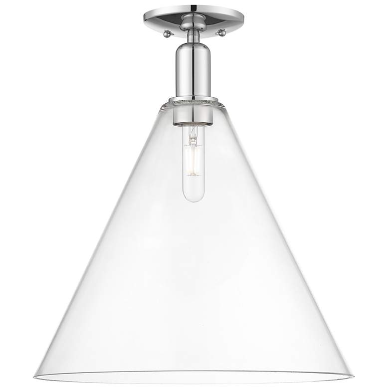 Image 1 Berkshire Glass 16" Wide Polished Chrome Semi-Flush Mount w/ Clear Shade