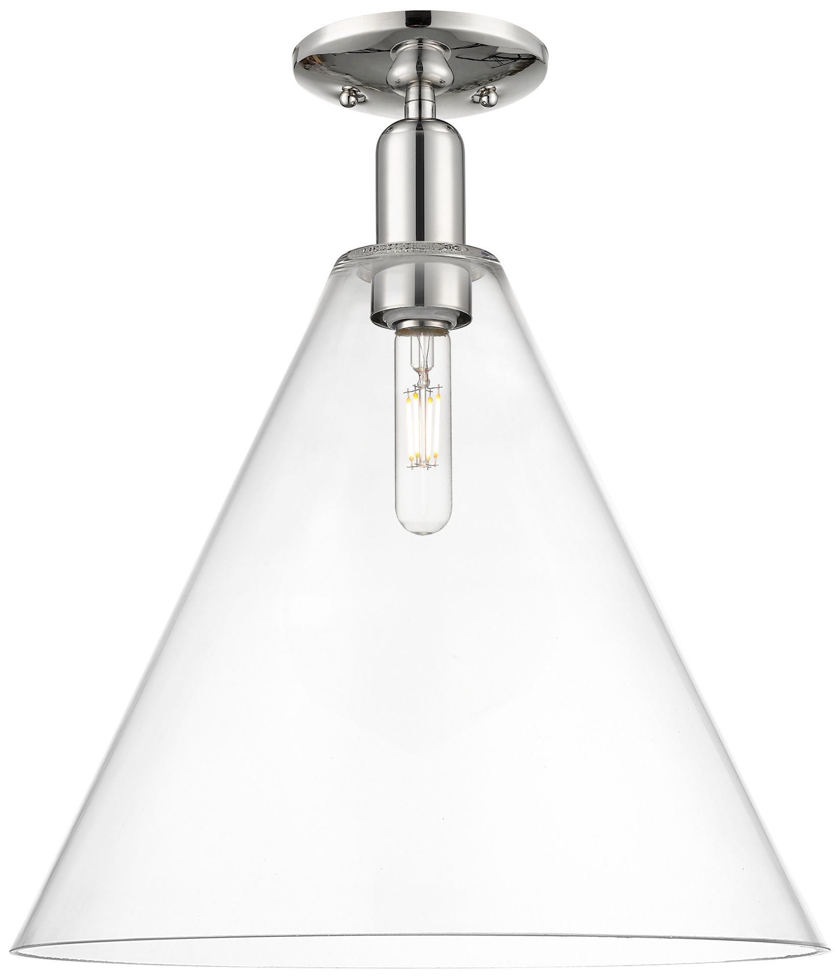 Berkshire Glass 16" Wide Polished Nickel Semi-Flush Mount w/ Clear Shade