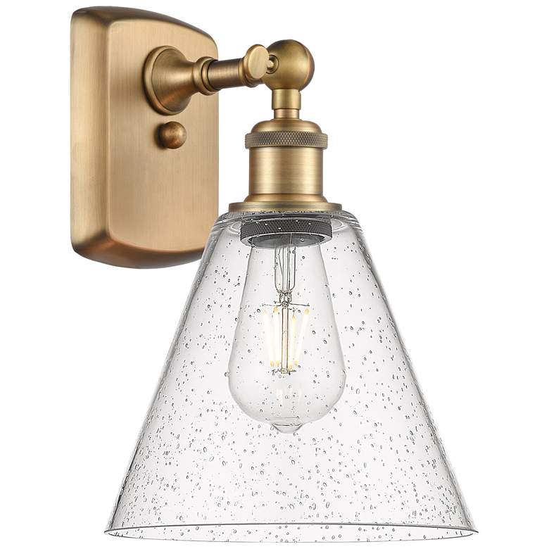 Image 1 Berkshire Glass 8" Brushed Brass Sconce With Seedy Shade