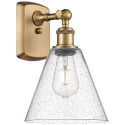 Berkshire Glass 8" Brushed Brass Sconce With Seedy Shade