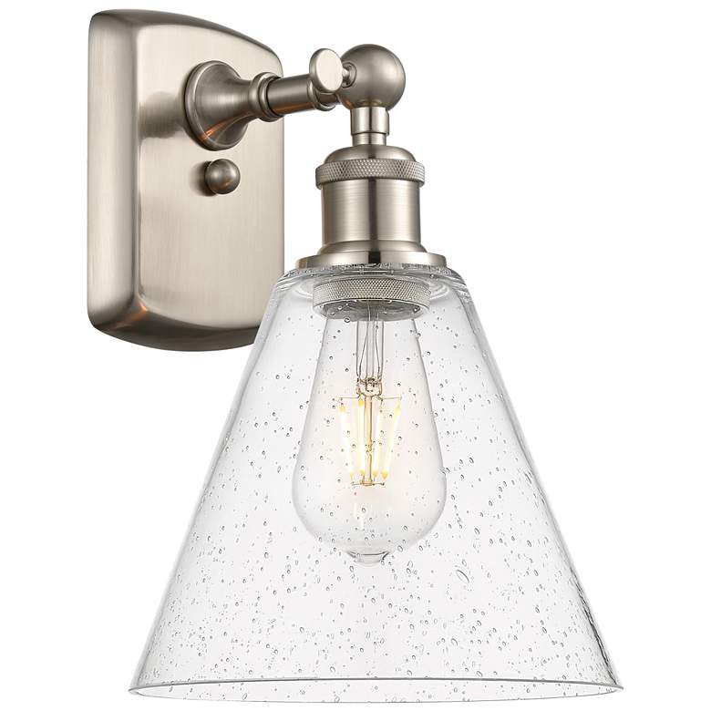 Image 1 Berkshire Glass 8" Brushed Satin Nickel Sconce With Seedy Shade