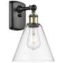 Berkshire Glass 8" Incandescent Sconce - Black Brass Finish - Clear Sh