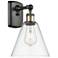 Berkshire Glass 8" Incandescent Sconce - Black Brass Finish - Clear Sh
