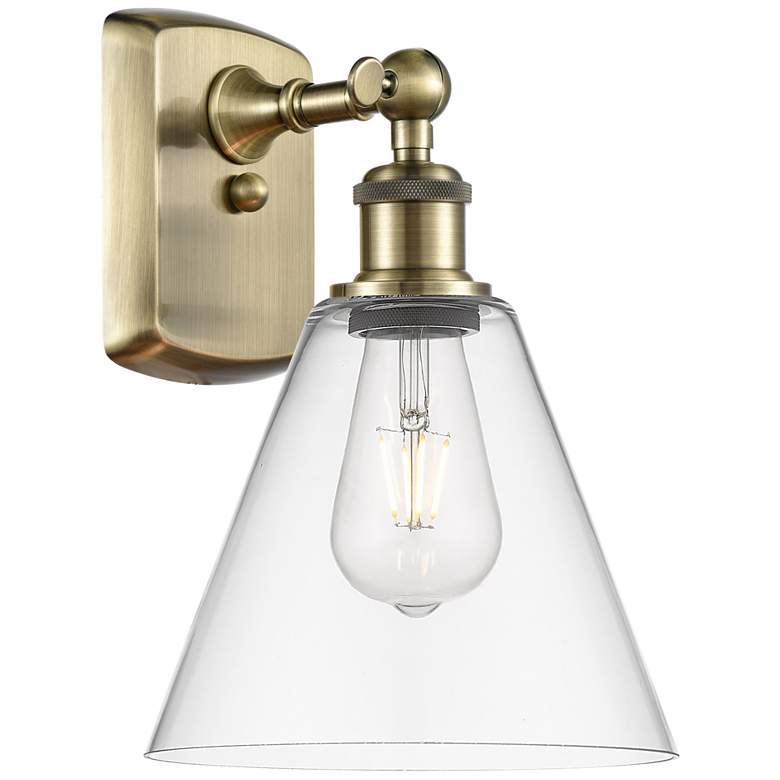 Image 1 Berkshire Glass 8" Incandescent Sconce - Brass Finish - Clear Shade