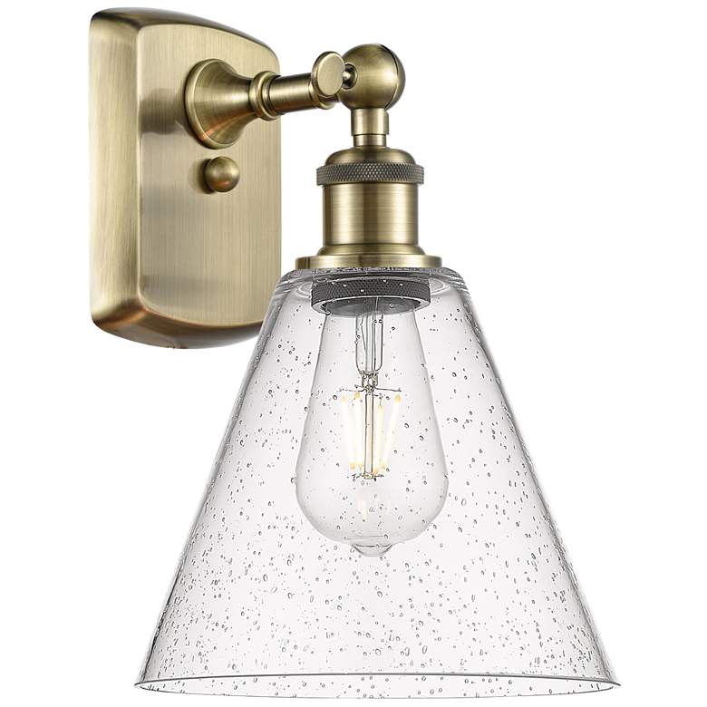 Image 1 Berkshire Glass 8" Incandescent Sconce - Brass Finish - Seedy Shade