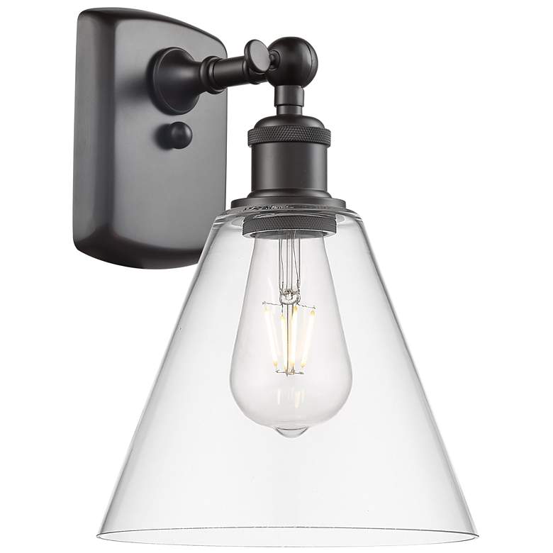 Image 1 Berkshire Glass 8" Incandescent Sconce - Bronze Finish - Clear Shade