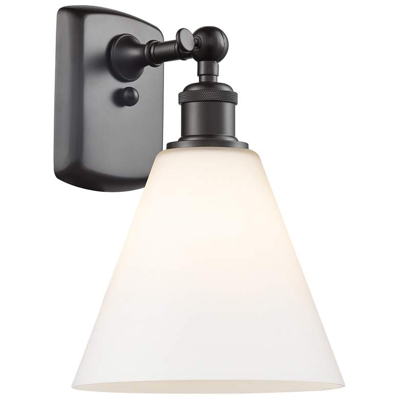 Image 1 Berkshire Glass 8" Incandescent Sconce - Bronze Finish - Matte White S