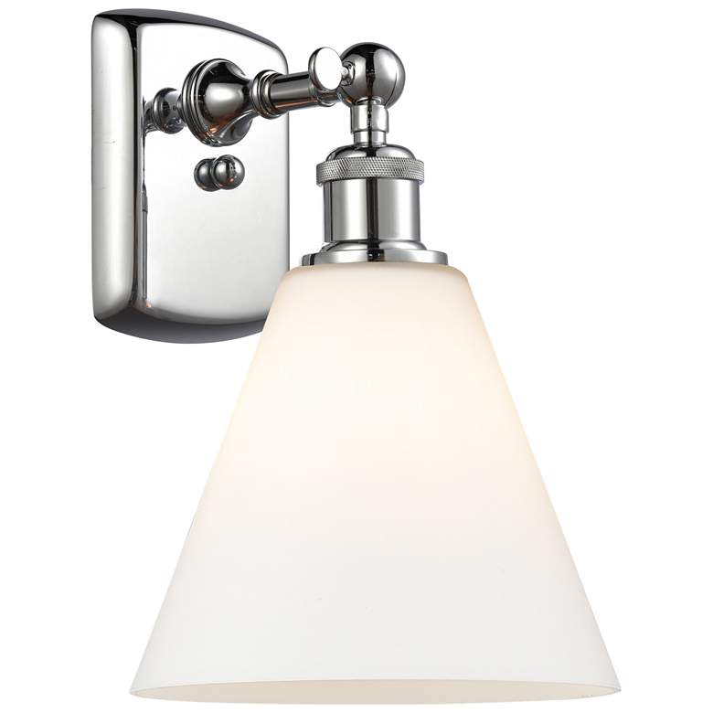 Image 1 Berkshire Glass 8" Incandescent Sconce - Chrome Finish - Matte White S